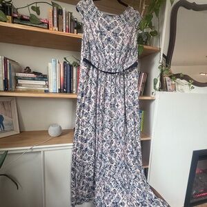 Jessica Simpson Maternity Navy and White Maxi Dress